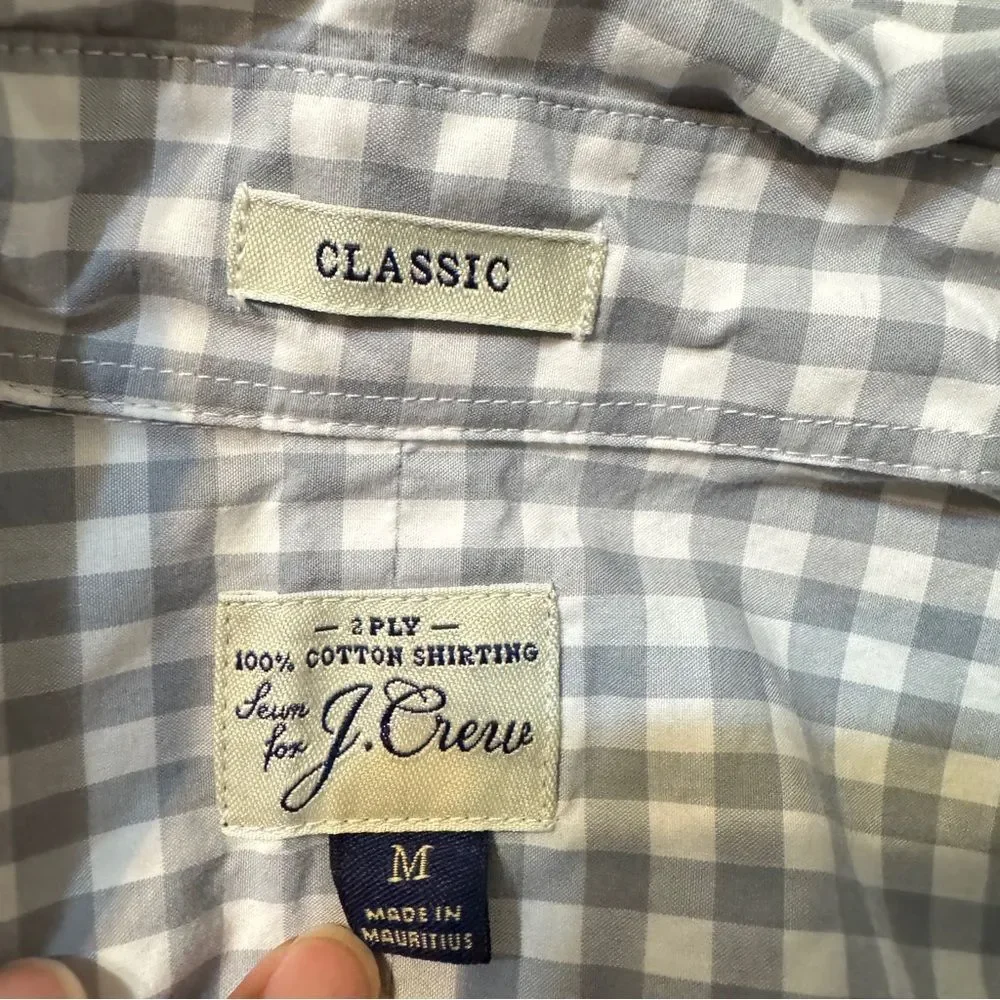 J Crew Shirt Men's M Checkered Organic Cotton Stretch Classic Secret Wash Preppy